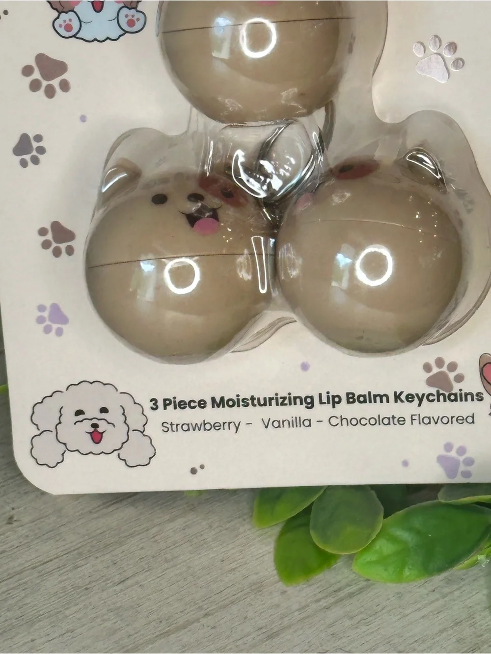 3 pack Puppy Pout Lip Trio Keychain - Beige Puppy Lip Balms
